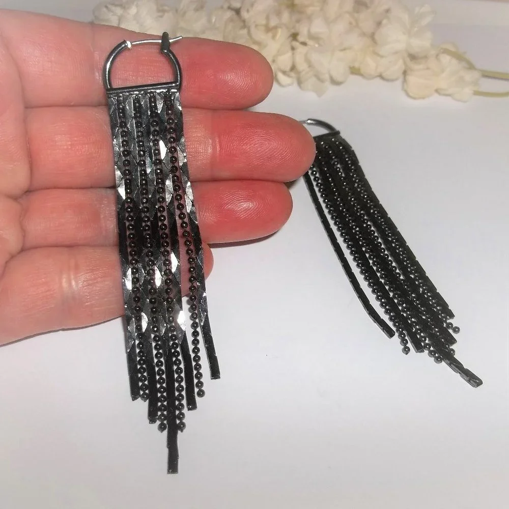 Hoop Earrings, Dark Silver Hoops, Gunmetal Hoops, Hoop Earring, Edgy Hoops A361